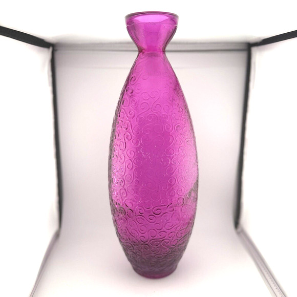 HUGE Lafiore Fuchia Pink vase Handblown in Spain 16" - Picture 3 of 9